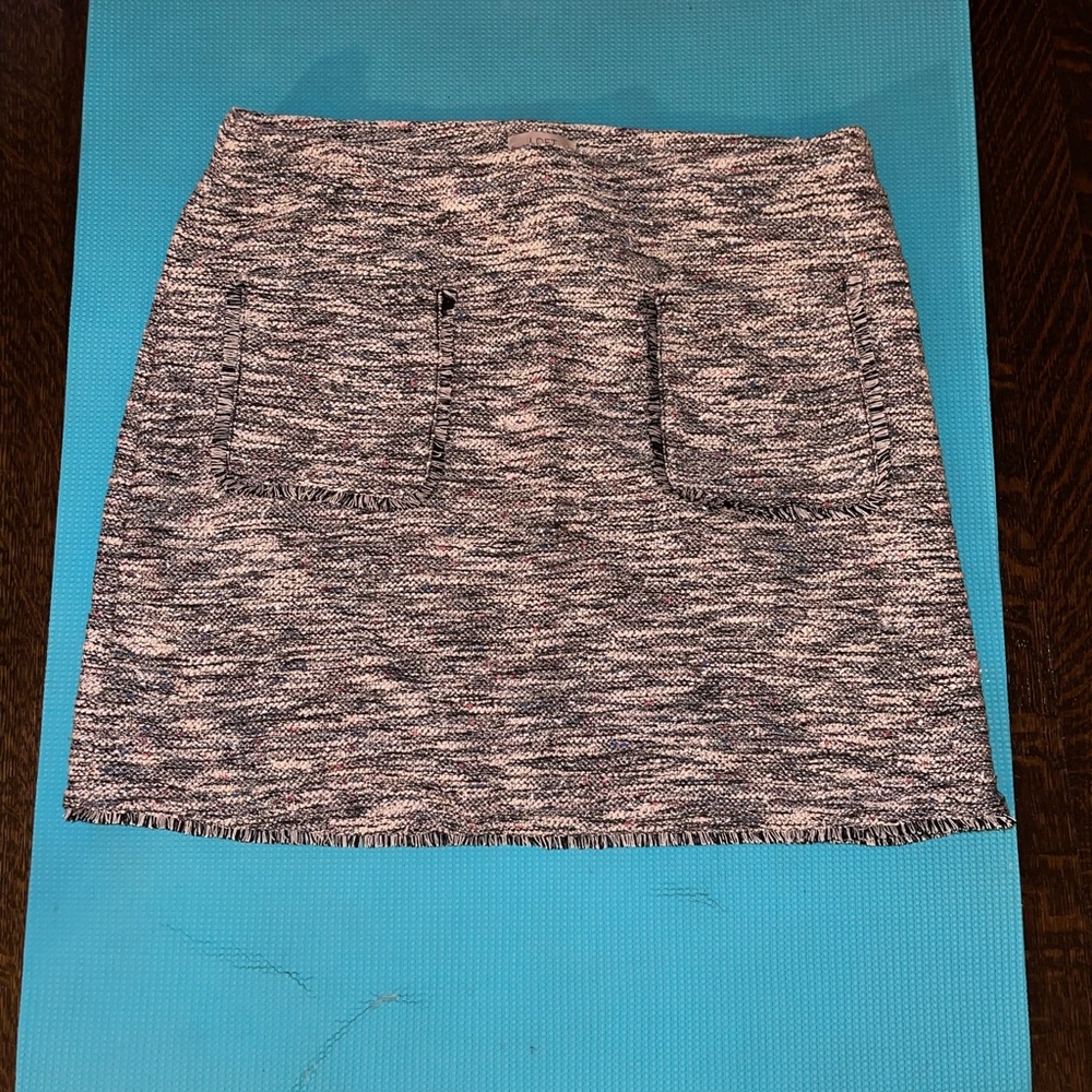 LOFT Black and White Melange Skirt with Multi Colored Speckles